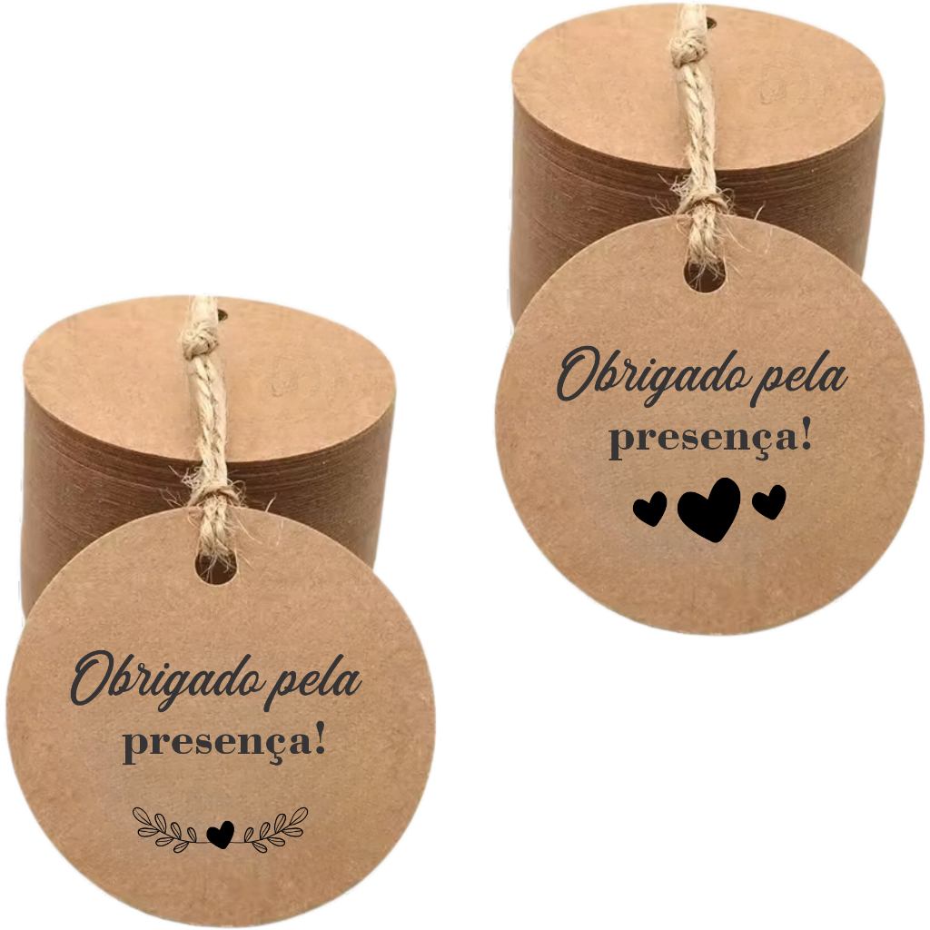 100 Tag de Papel Kraft 4cm mais Fio Incluso - Pronta Entrega!!! Obrigado (a) pela presença em Oferta na Shopee