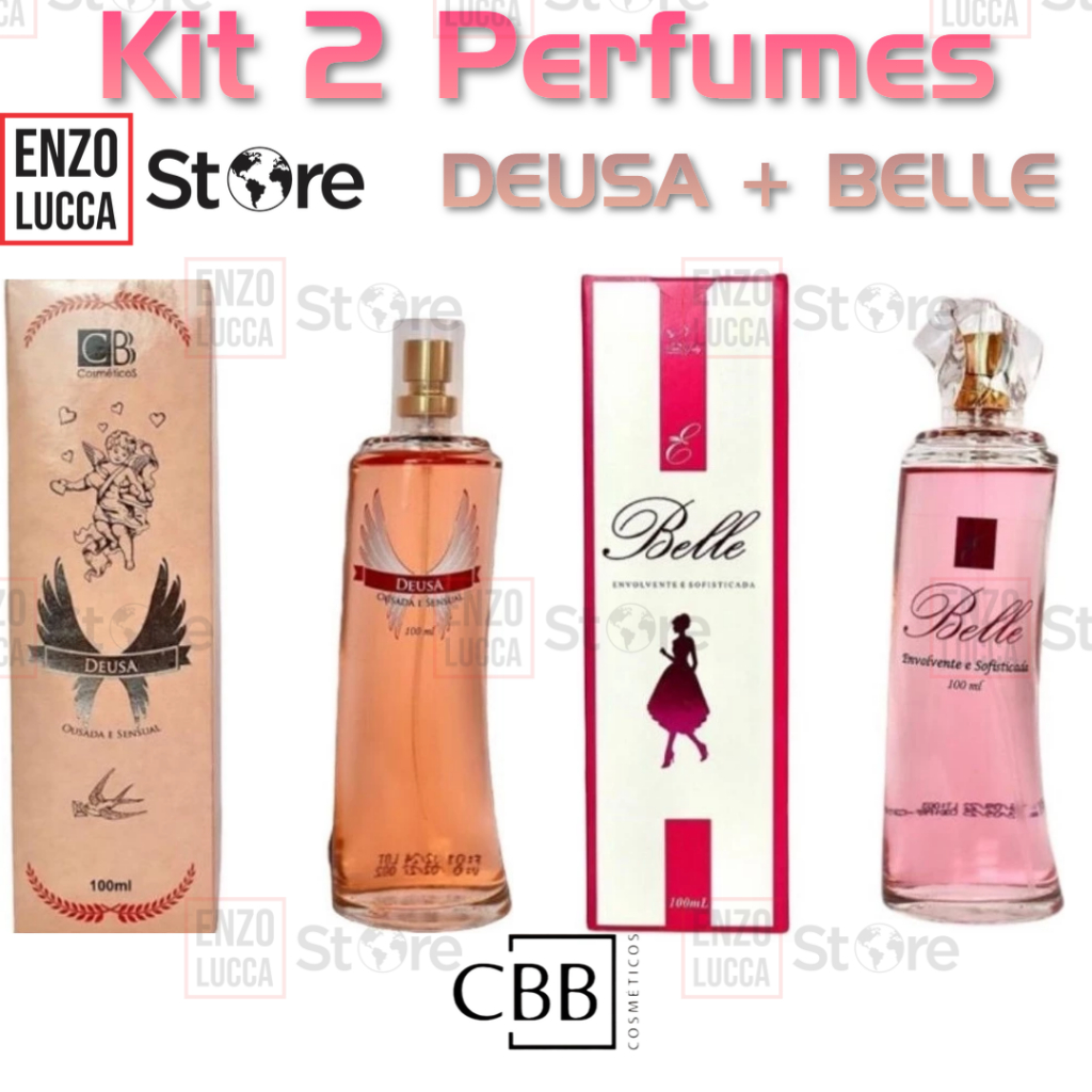 Kit 2 Perfumes Feminino Deusa + Belle Deo Colônia 100ml