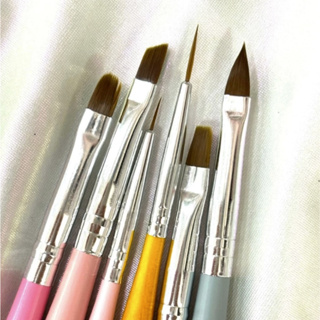 Kit 6 Pincéis para Decoração de Unhas Nail Art/lingua de gato/poly gel/builder gel/pincel fino em Oferta na Shopee