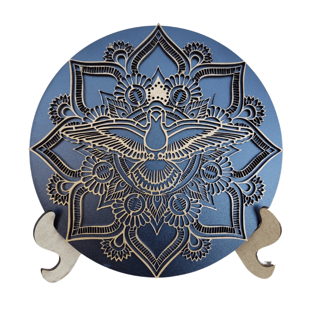 Placa Espírito Santo Premium MDF Decoração Religiosa, católica, nascimento jesus, quadro decorativo, com suporte de mesa