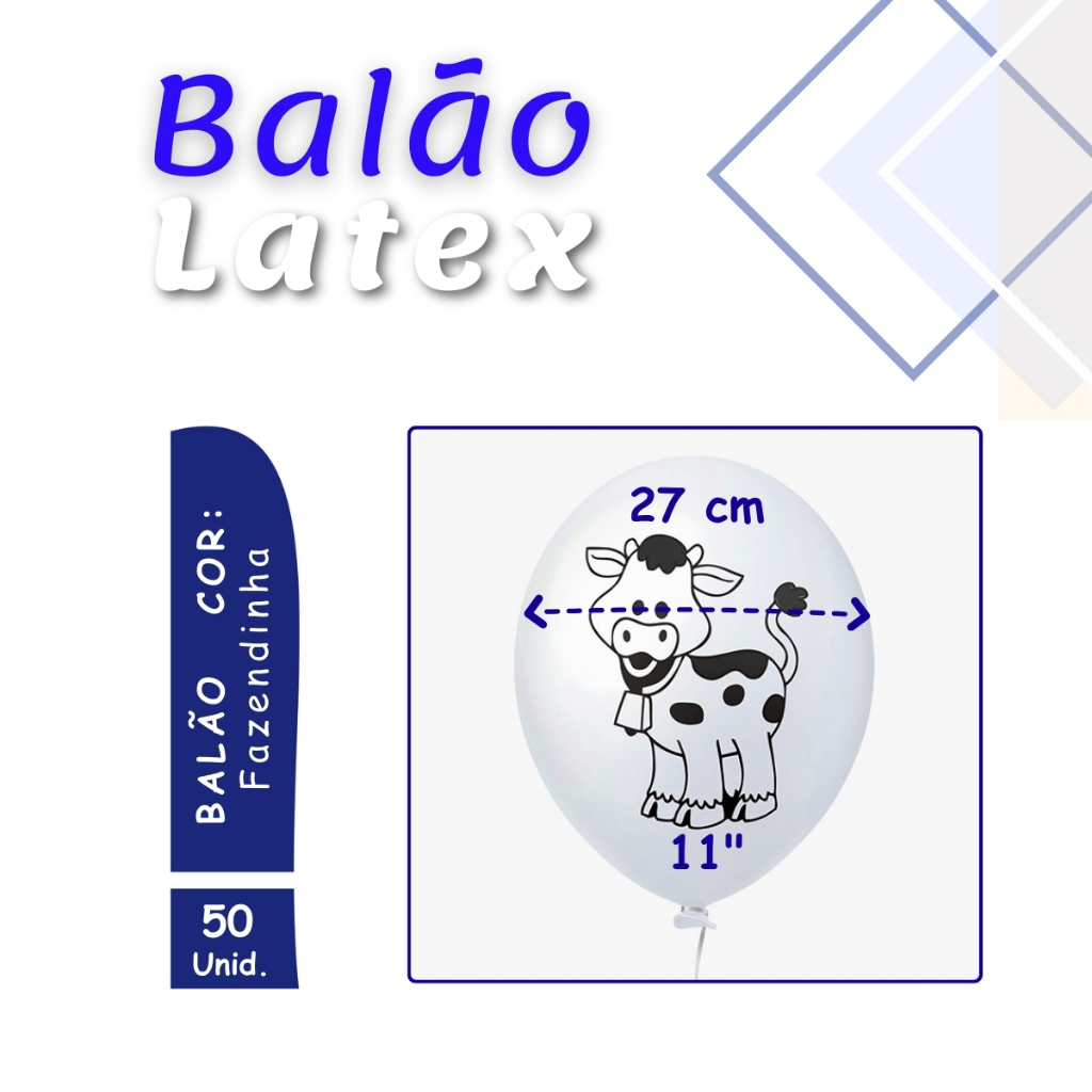 50 Balões Fazendinha 11 Polegadas Festa Infantil+ Envio Rápido