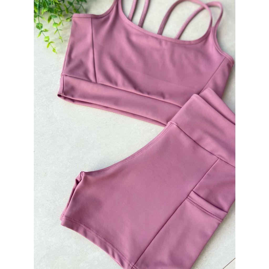 Conjunto de Academia com Bolsos Laterais  Poliamida Premium ZERO Transparência