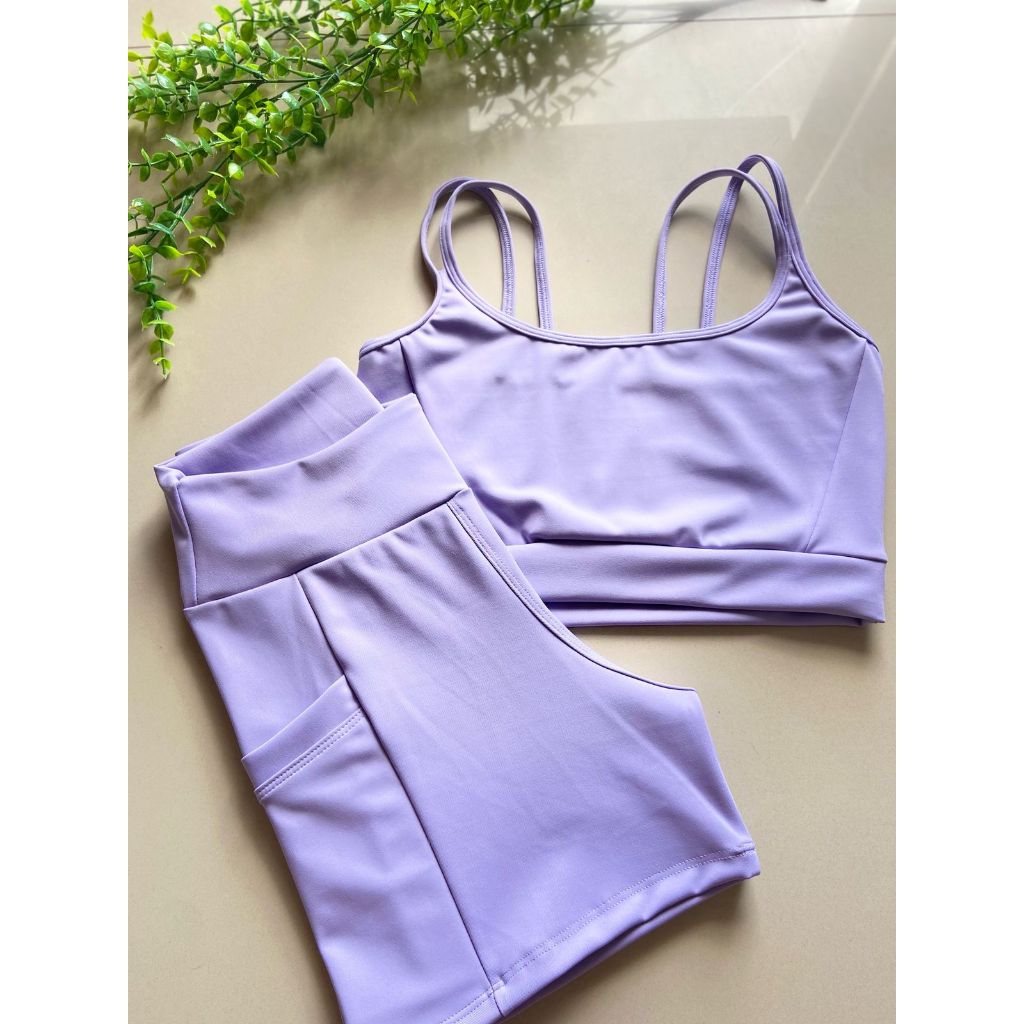 Conjunto de Academia Top e Short com Bolsos Laterais  Poliamida Premium ZERO Transparência