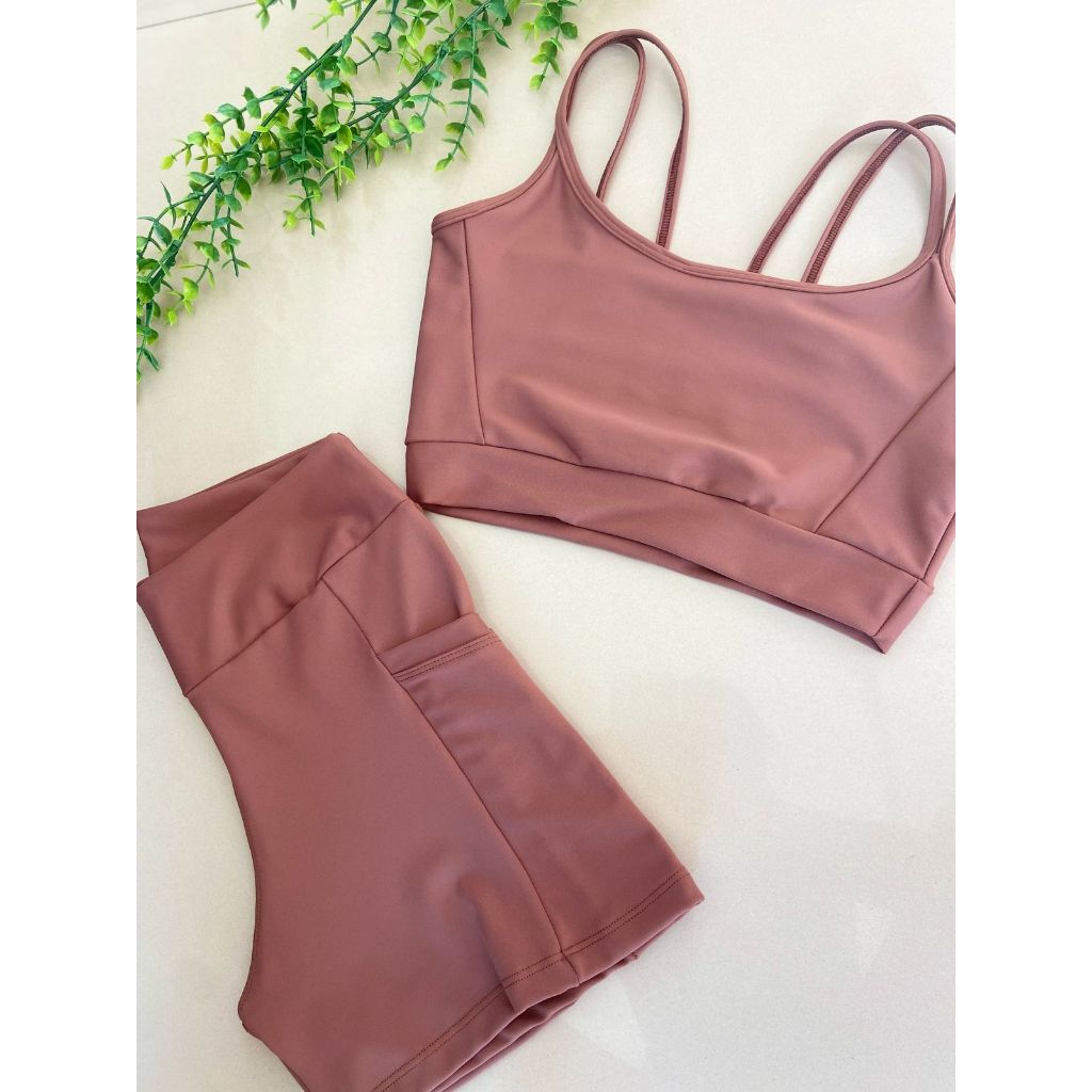 Conjunto de Academia com Bolsos Laterais  Poliamida Premium ZERO Transparência