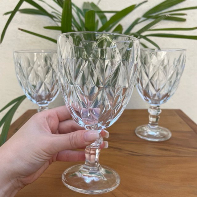 Jogo de Taças Vidro Copo Diamond Bico de Jaca 340ml - 6 unidades