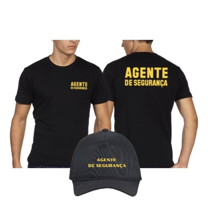 Kit de trabalho Agente de segurança com Camiseta 100% algodão e boné, masculino e feminino