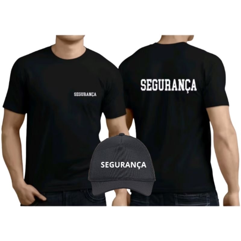 Kit de Trabalho Segurança com camiseta 100% algodão e boné estampado masculino e feminino
