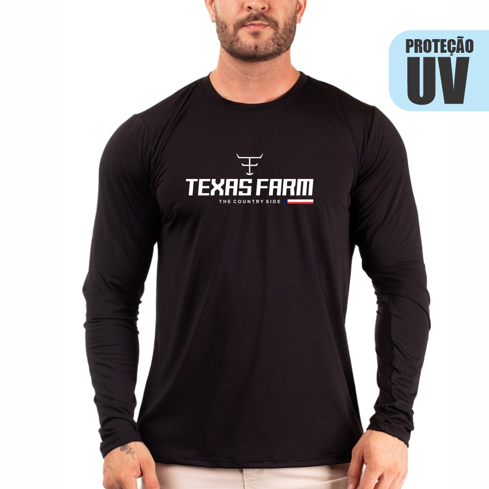 Camisa Camiseta Texas farm  Manga Longa Masculina Country  Blusa Proteção UV T-shirt Rodeio EUA em Oferta na Shopee