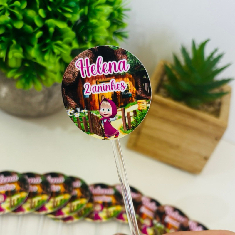 Topo para docinhos Masha e o Urso - Topper docinhos Masha e o Urso - Topo para cupcake Masha e o Urso