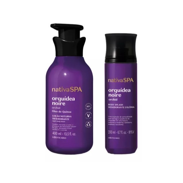 KIT Nativa SPA Orquidea Noire: Loção Corporal 400ml + Body Splash Corporal 200ml