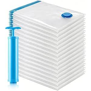 Kit 10 Saco a Vacuo Organização de Roupas 50x60 Mala Viagem Guarda Roupa Bomba Manual