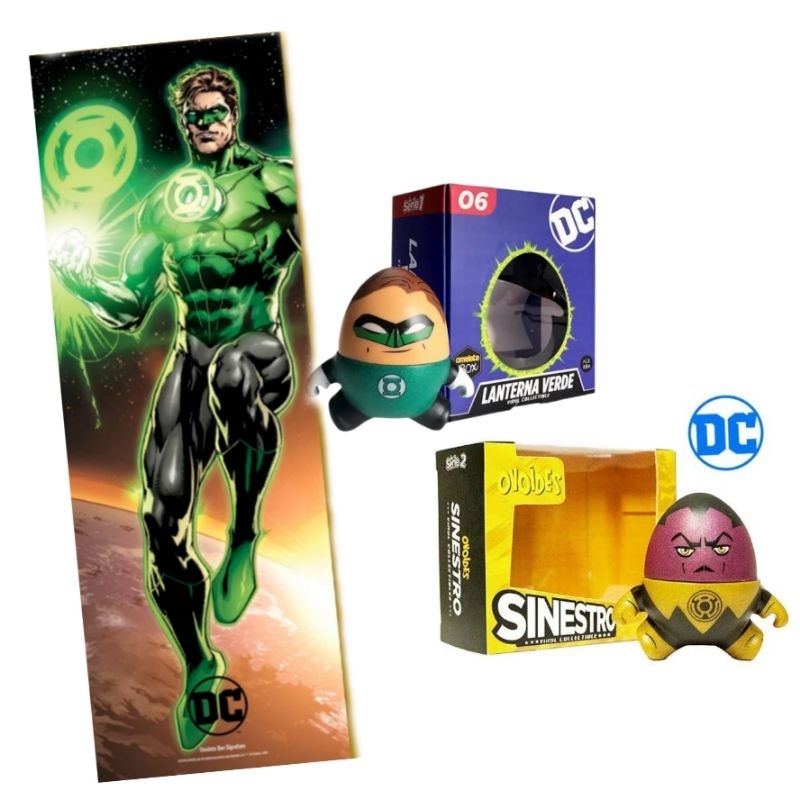 kit Boneco Ovoide poster Lanterna Verde Sinestro omelete box DC comics Injustice geek