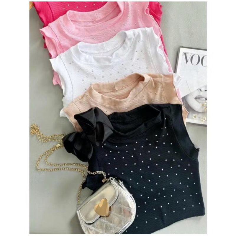 Kit 3 peças - regata com strass infantil  e juvenil do 2 ao 16