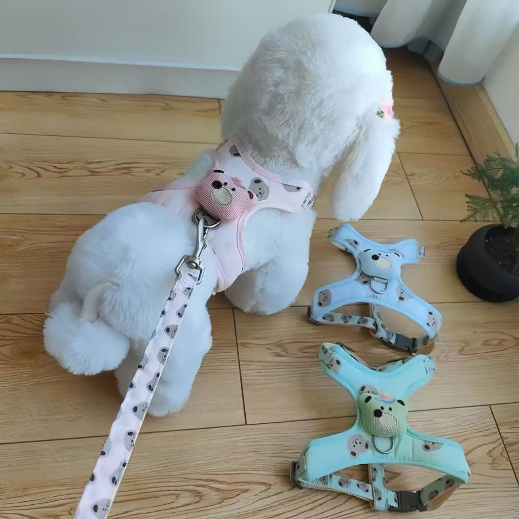 Coleira peitoral Colorida Desenho Ursinho Com Guia Para Cães cachorro e gatos e outros pets YP-2430 em Oferta na Shopee