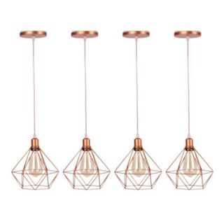 Kit 4 Pendentes Diamante Luminária de teto Rose 1m em Oferta na Shopee