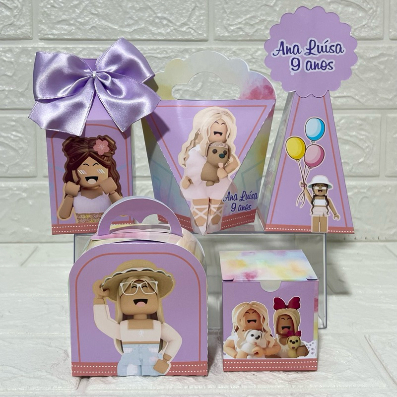 Roblox Menina - Personalizados - kit festa - lembrancinha - aniversario - caixinhas personalizadas - festa infantil
