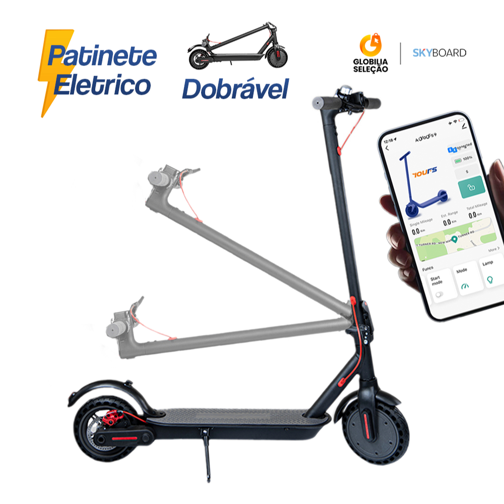 Patinete elétrico Scooter Dobrável 8,5 polegadas  com Bluetooth Alta velocidade Longo alca...