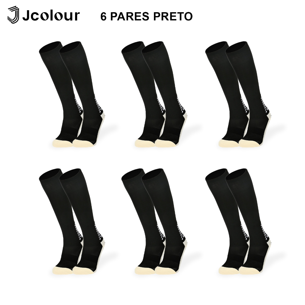 Jcolour Kit 6 Meias De Futebol Antiderrapante De Tubo Longo Esportivas Profissionais Meia De Futebol em Oferta na Shopee