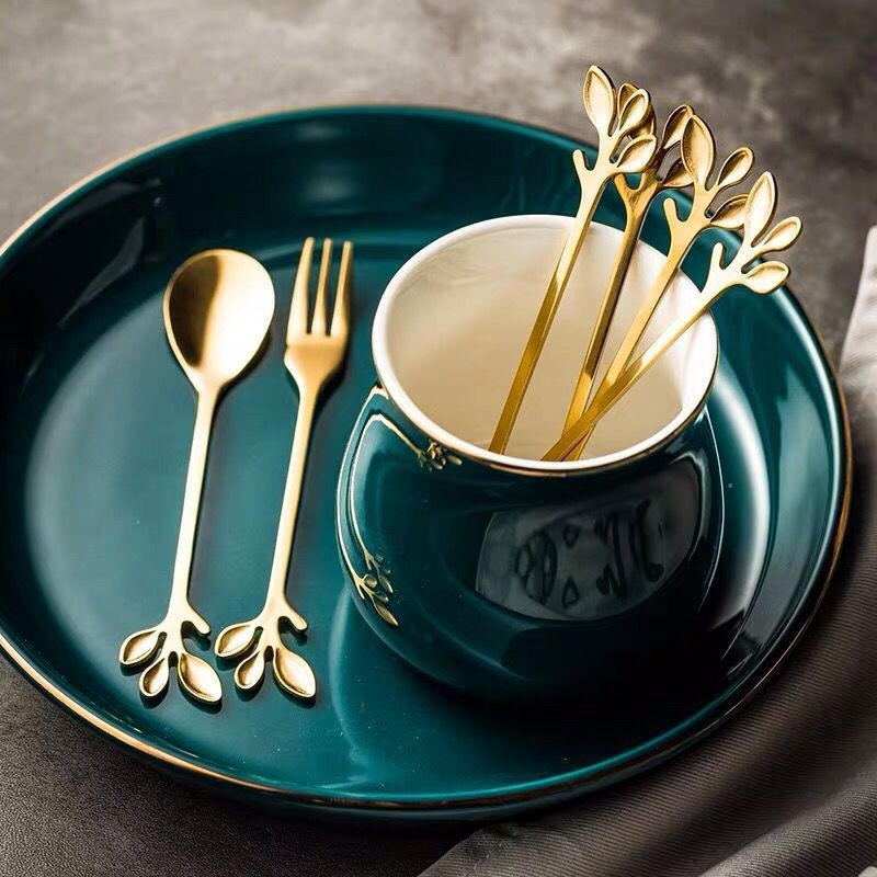 Kit jogo 10 Peças Conjunto De Colher garfo Criativo De Aço Inoxidável Talheres De Ouro Para Café Ferramentas em Oferta na Shopee