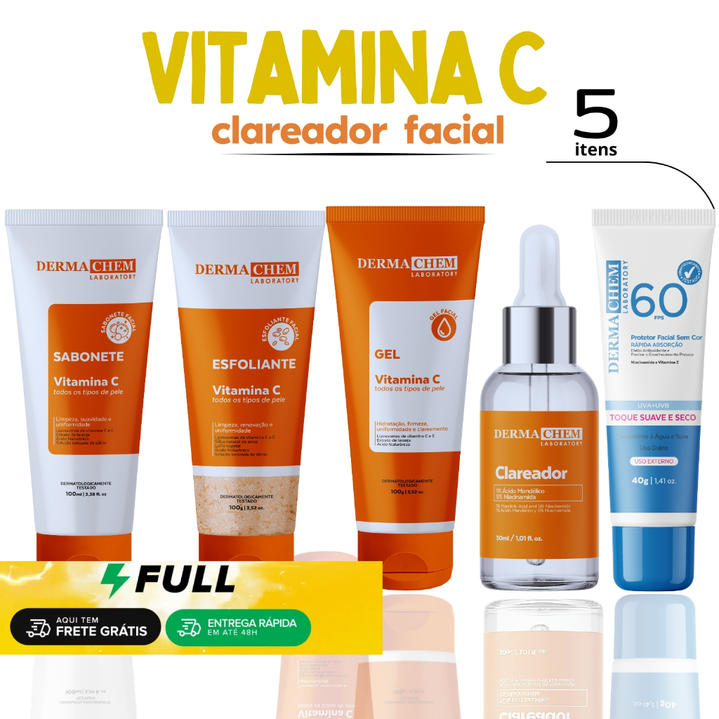 Kit Skin Care Vitamina C e Clareador Para Todos os Tipo de Pele