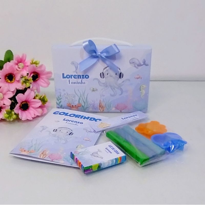 Kit Diversão Livrinho de Colorir Massinha Giz de Cera e Moldes de massinha Lembrancinhas Festa Sereia Fundo do Mar em Oferta na Shopee