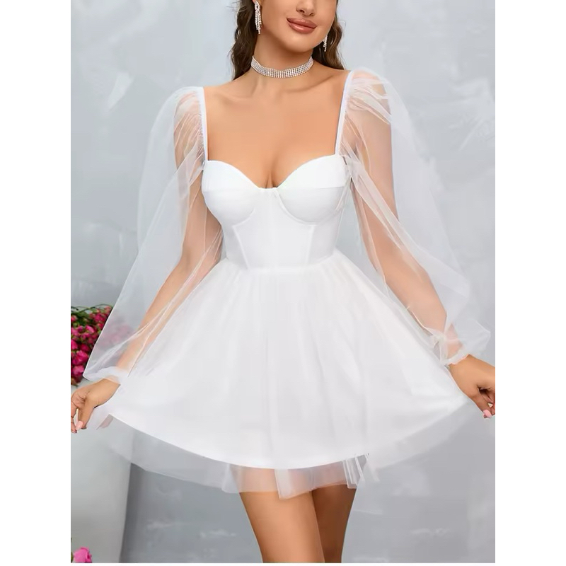 Vestido Curto Rodado Tule Noiva Casamento Civil Festa Debutante 15 anos Formatura Ensaio Fotográfico Princesa SH ENC951