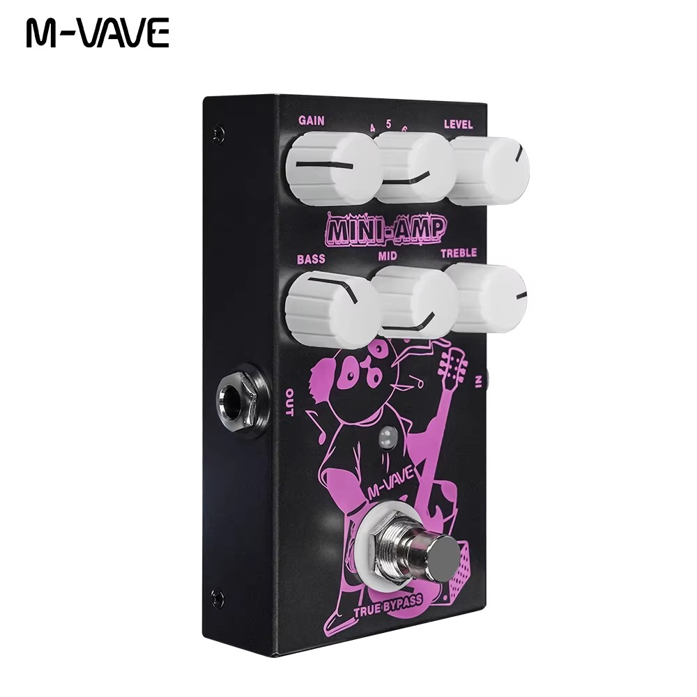 Pedal de efeito de simulação de pré-amplificador M-VAVE MINI-AMP 9 efeitos de amplificador clássico EQ de 3 bandas