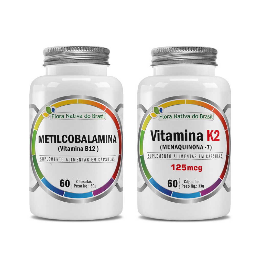 Kit de Suplementos Alimentares Vitamina B12 + Vitamina K2 (60 cápsulas) - Flora Nativa