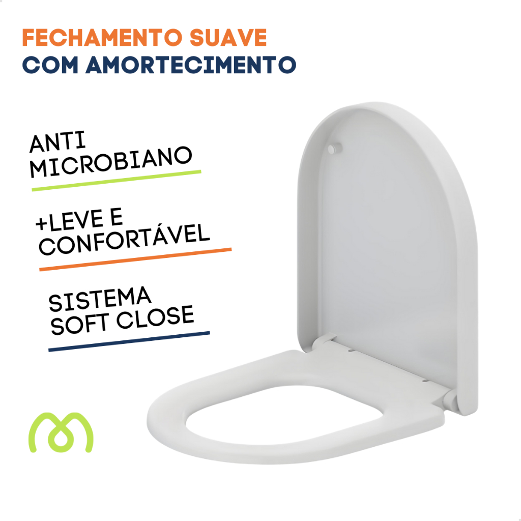 Assento Sanitário Tampa de Vaso Tábua Carrara Soft Close Amortecedor Fácil Limpeza Deca Ce...