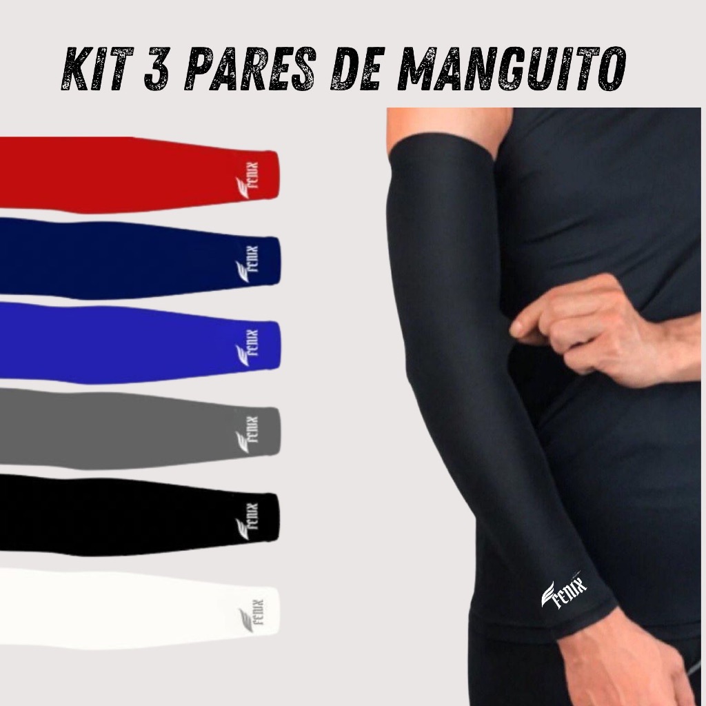 Kit 3 pares de Manguito Proteção Solar- Mangote Vôlei- Manga Segunda Pele Para Esports
