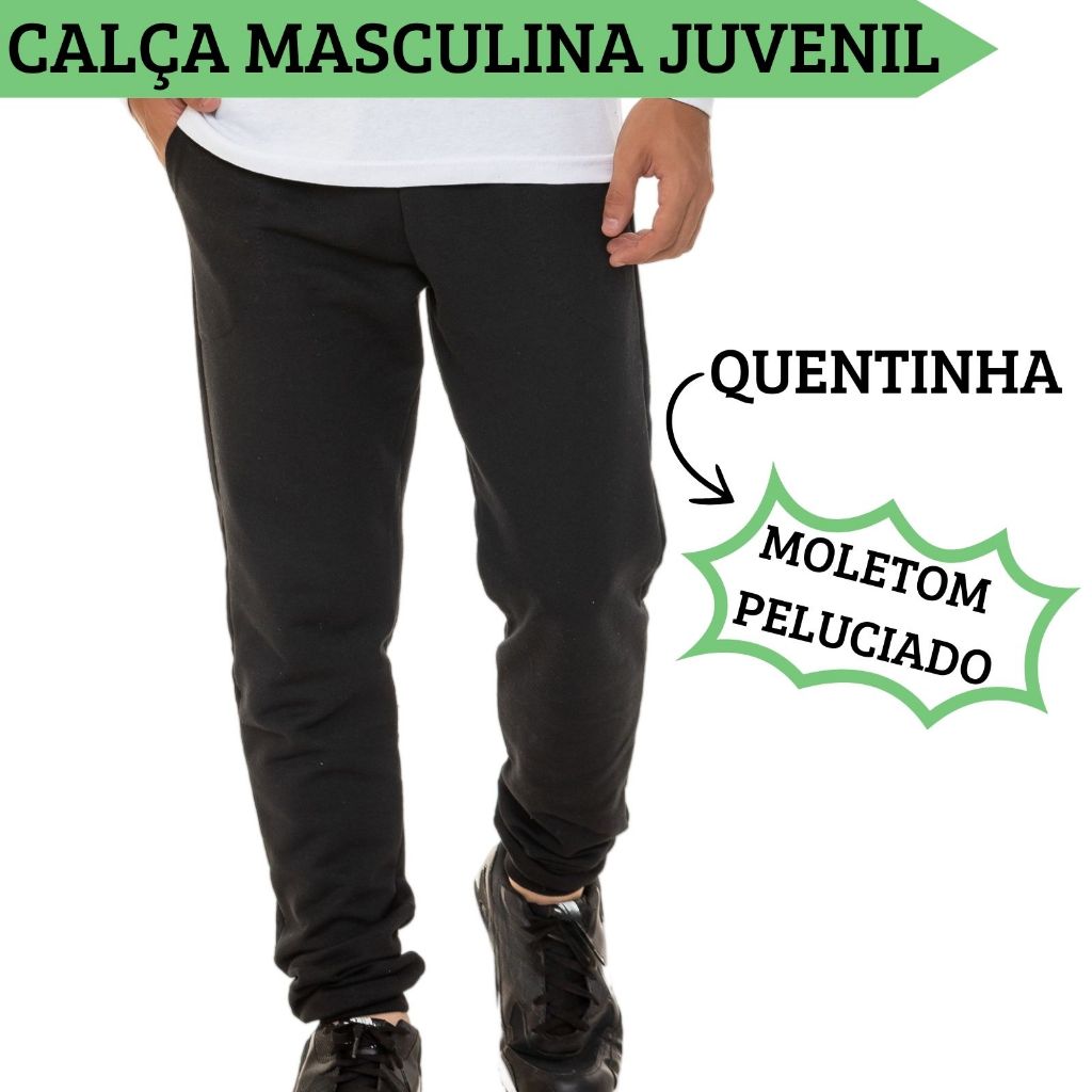 CALÇA COM 2 BOLSOS BARRA E PUNHO DE RIBANA DE MOLETOM PELUCIADO 3055-C4