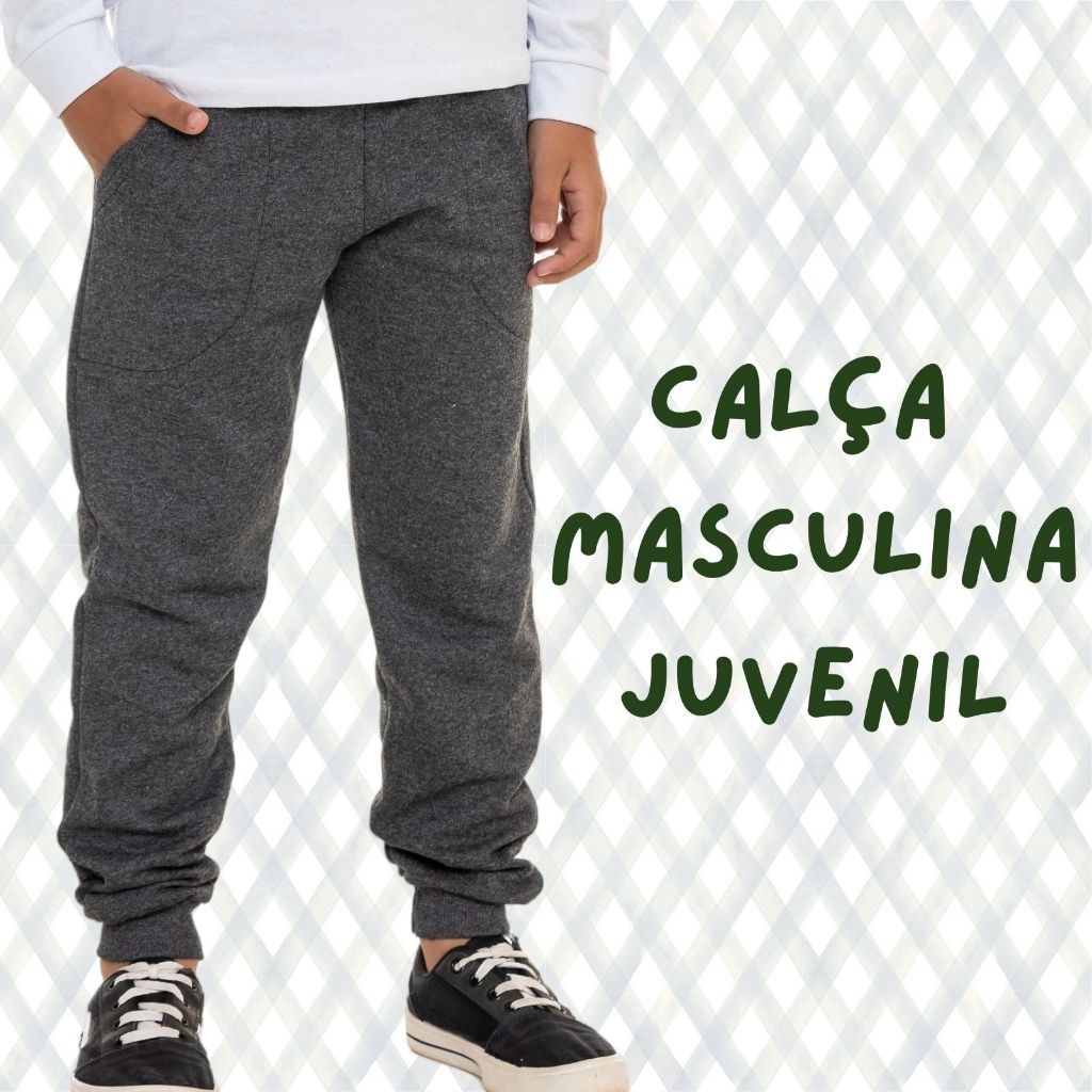 CALÇA JUVENIL MOLETOM PELUCIADO 2 BOLSOS CÓS E PUNHO EM RIBANA CANELADA 3055-C3 em Oferta na Shopee