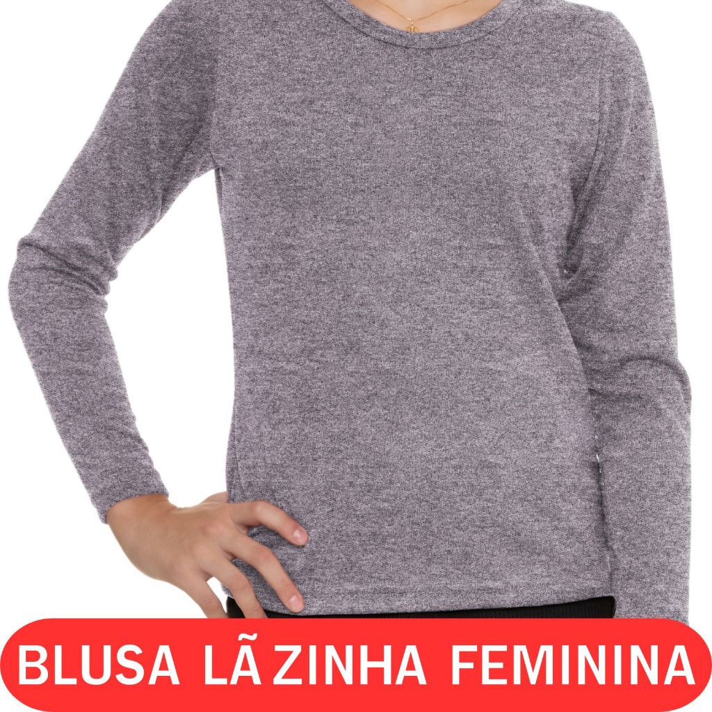 Baby look Juvenil Fininha Estilo Lãzinha Manga Longa 3171-C1