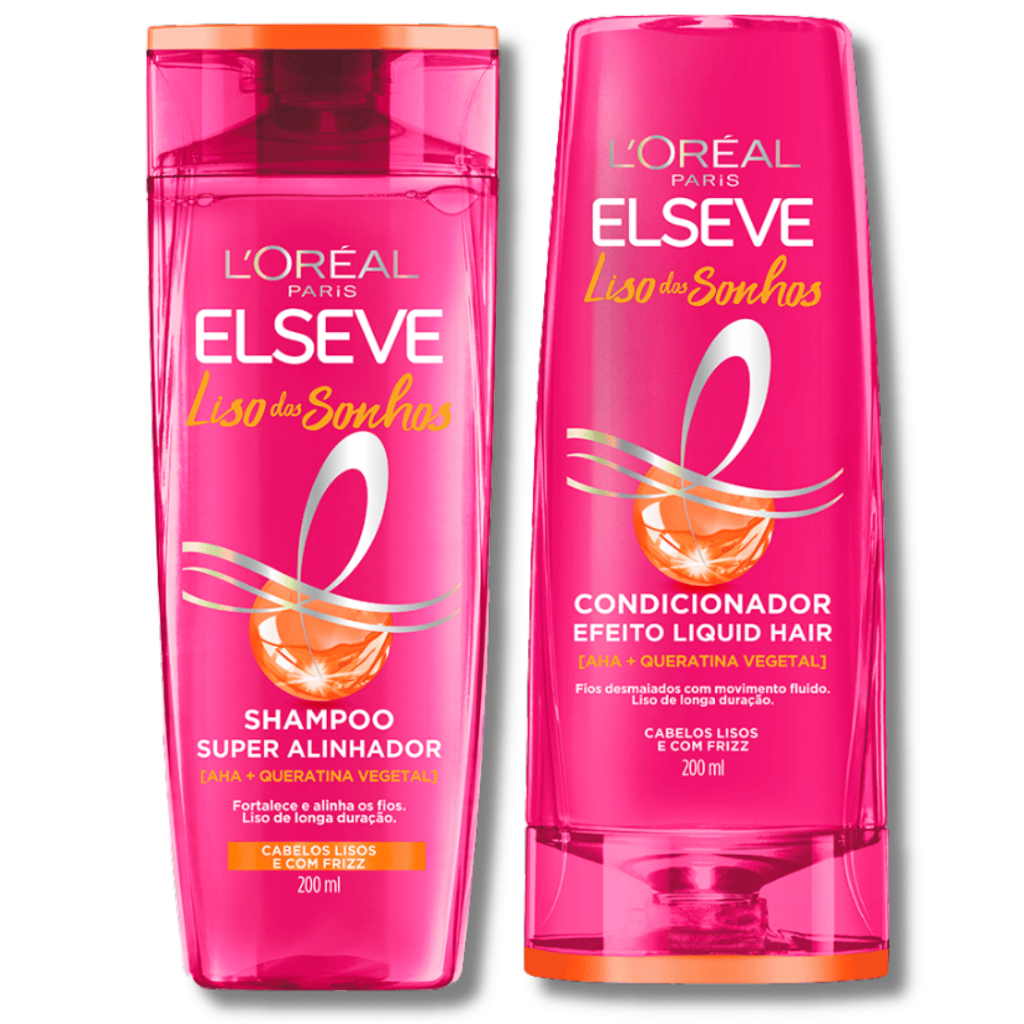 KIT Liso dos Sonhos Shampoo/Condicionador 200ML Super Alinhador Anti Frizz Efeito Botox Elseve