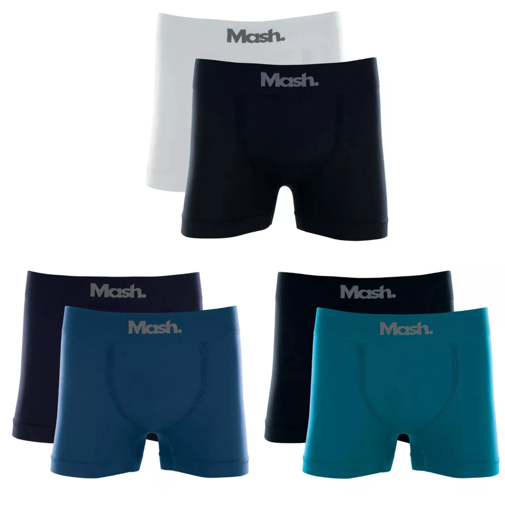 Kit Cueca Boxer Mash 2 Peças Masculina Poliamida Elástico