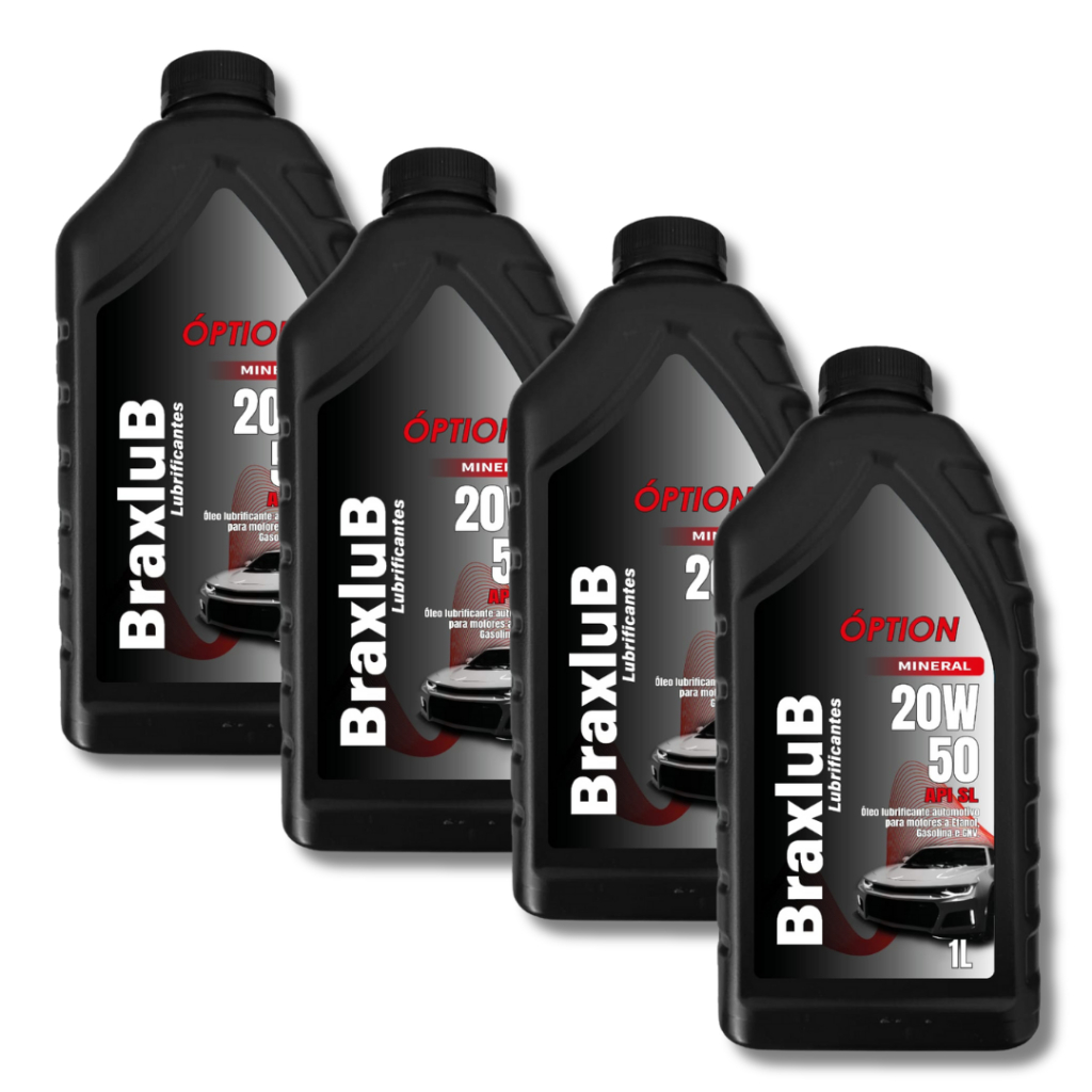 KIT 4 LITROS OLEO 20W50 MINERAL PARA CARRO.
