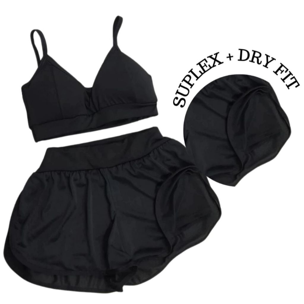 Conjunto Fitness Top Alcinha e Short Duplo DryFit