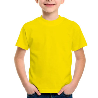 Camiseta Infantil Dia a Dia Amarela 100% Algodão Liza Com Reforço Ombro a Ombro Envio Imediato