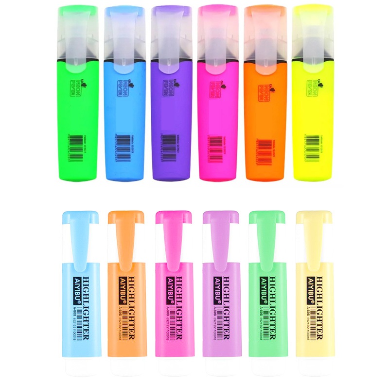 Kit 6 NEON + 6 PASTEL Marca Texto  Neon  Pastel varios 12 cores em Oferta na Shopee