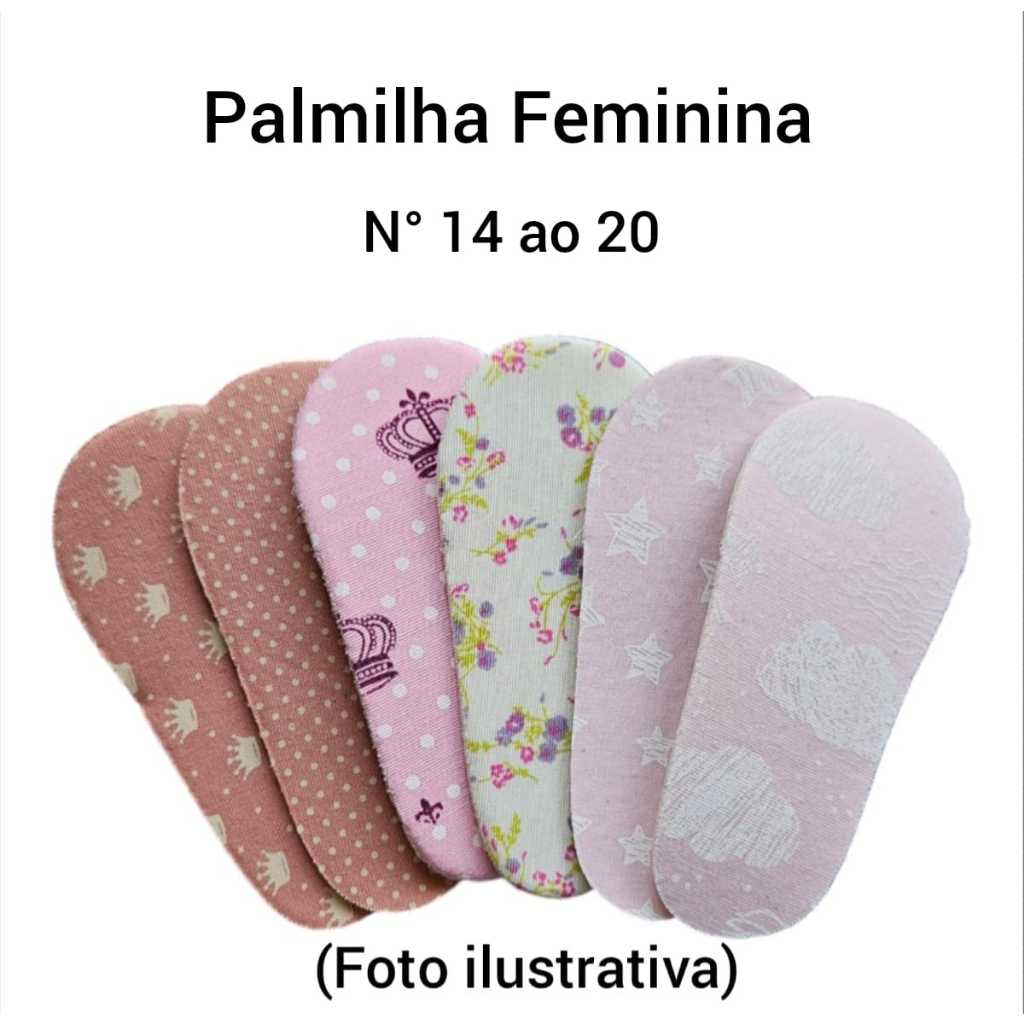 Palmilha Estampada com Lado - N° 14 ao 20 - Kit com 5 pares
