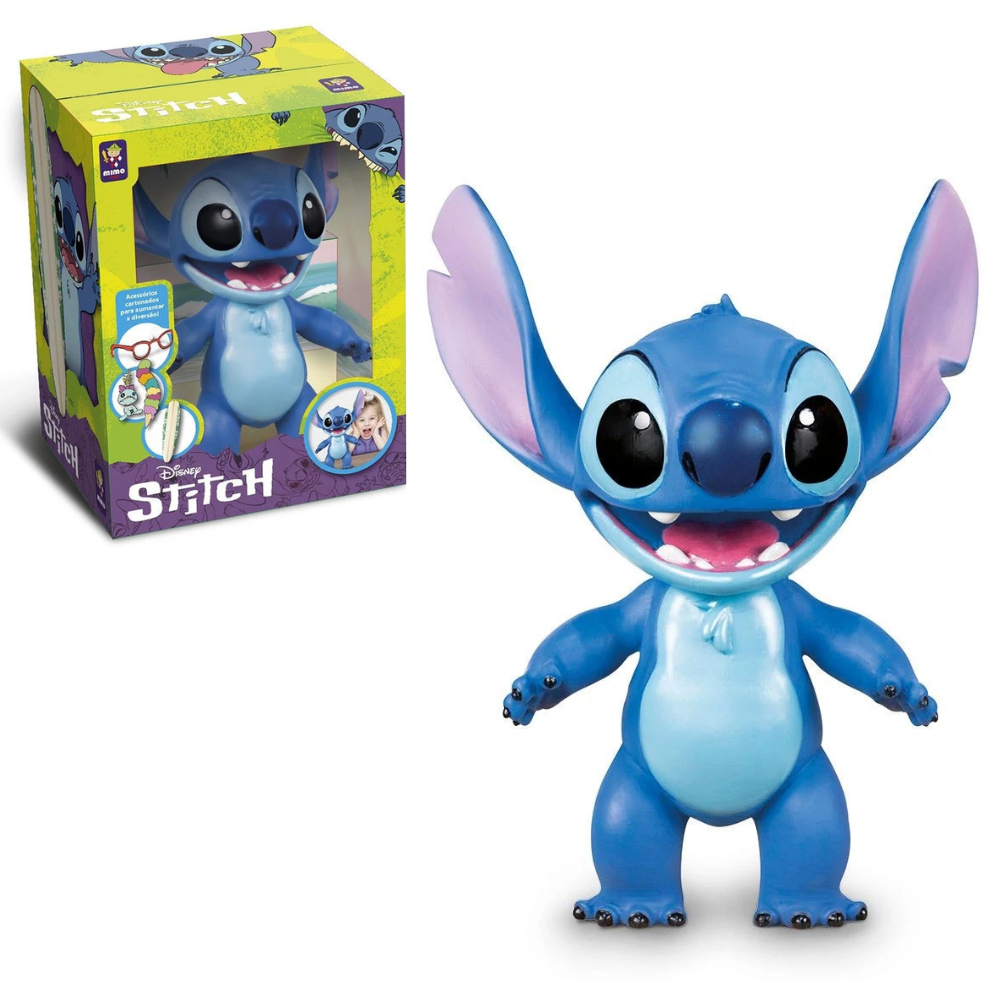 Boneco Stitch Articulado 32cm com Acessorios Cartonados - Mimo Toys