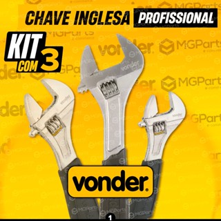 Kit 3 Chave Inglesa Ajustável Vonder Profissional Niquelada 6" 10" 12" Polegadas Qualidade Original em Oferta na Shopee