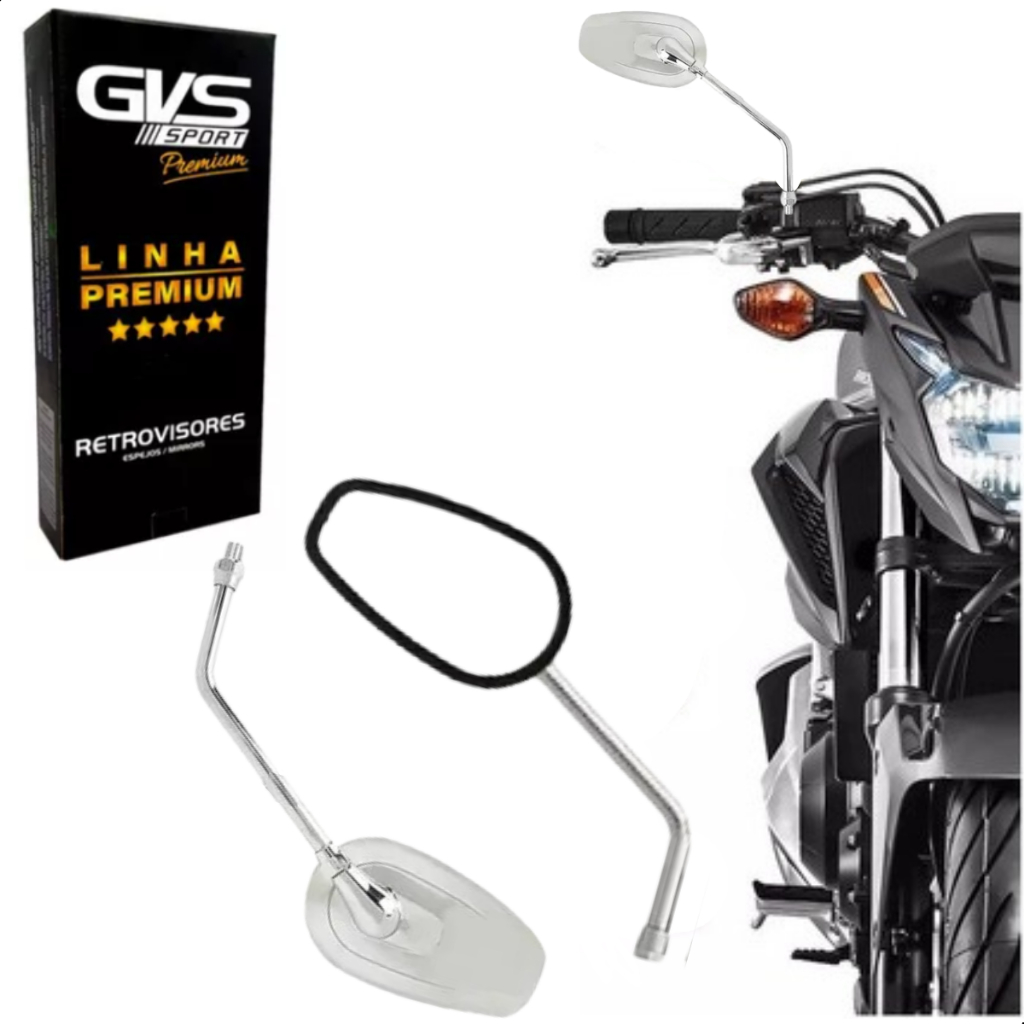 Retrovisor Gvs Modelo Kasinski Mirage Cromado Lente Convexa em Oferta na Shopee