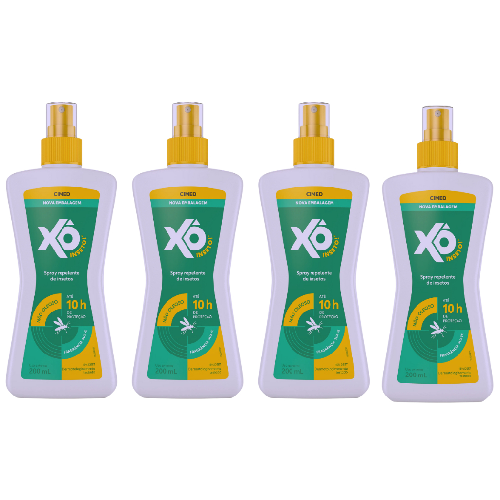 Kit 04 Un Xô Inseto Spray Repelente com 10H de Proteção Contra Doenças de Mosquitos - CIMED
