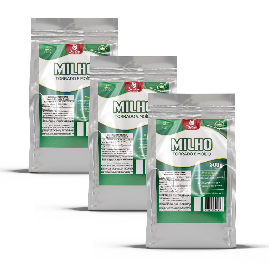 Kit 3 Unidades Milho Torrado e Moído (Café De Milho) 500g Granville