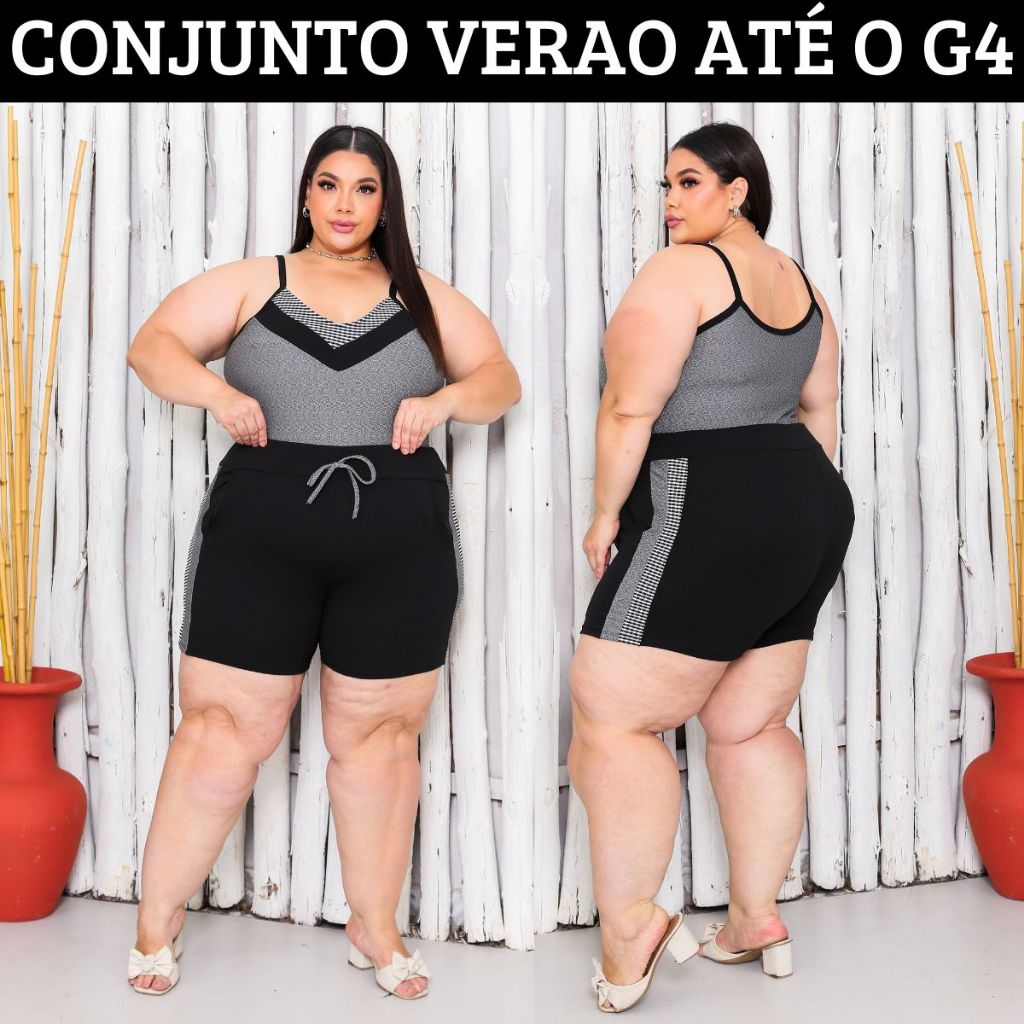 Conjunto Feminino Confortavel Verao Short e Regata Leve Plus Size Tamanhos Grandes G1 G2 G3 G4 Maravilhosas Moda Plus t