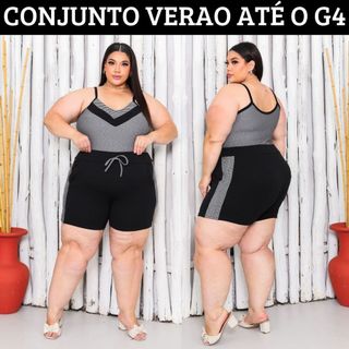 Conjunto Feminino Confortavel Verao Short e Regata Leve Plus Size Tamanhos Grandes G1 G2 G3 G4 Maravilhosas Moda Plus t