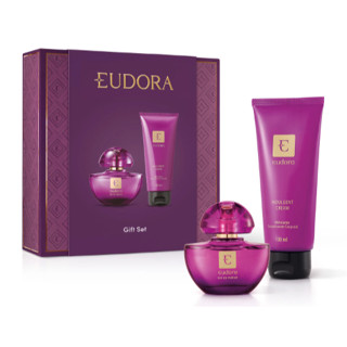 Kit Presente Mães Mulheres Eudora Roxo Miniatura 2 itens Eau de Parfum e Hidratante Corpor...