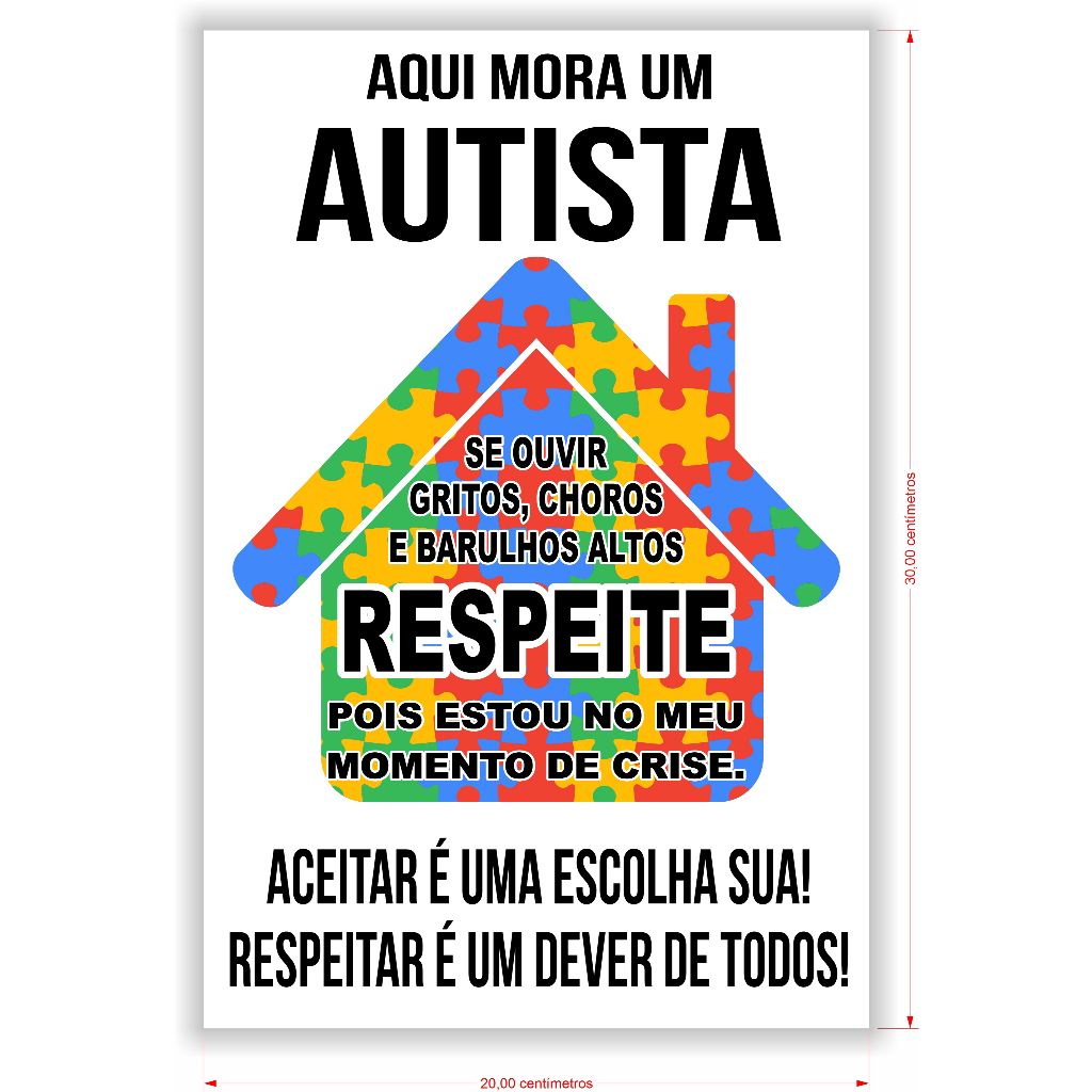 Placa AQUI MORA UM AUTISTA - MODELO 2 em Oferta na Shopee
