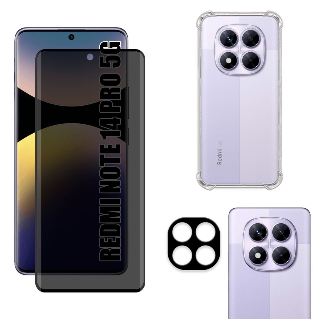 Redmi Note 14 Pro 5G | Película de Privacidade Fosca - Capa Anti Shock - Película da Câmera 3D em Oferta na Shopee